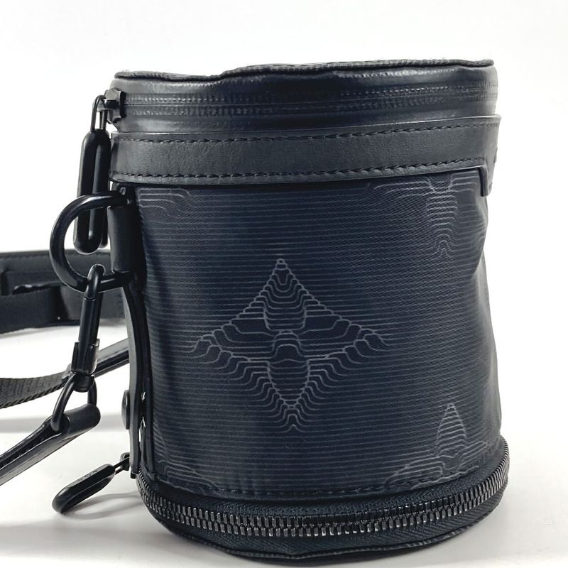 Louis Vuitton Shoulder Bag Expansion Double Polochon Leather Nylon Black
