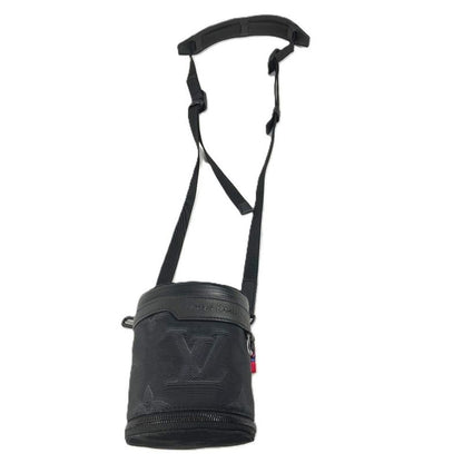 Louis Vuitton Shoulder Bag Expansion Double Polochon Leather Nylon Black