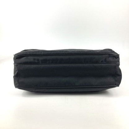 Prada Shoulder Bag Triangle Logo Leather Nylon Black