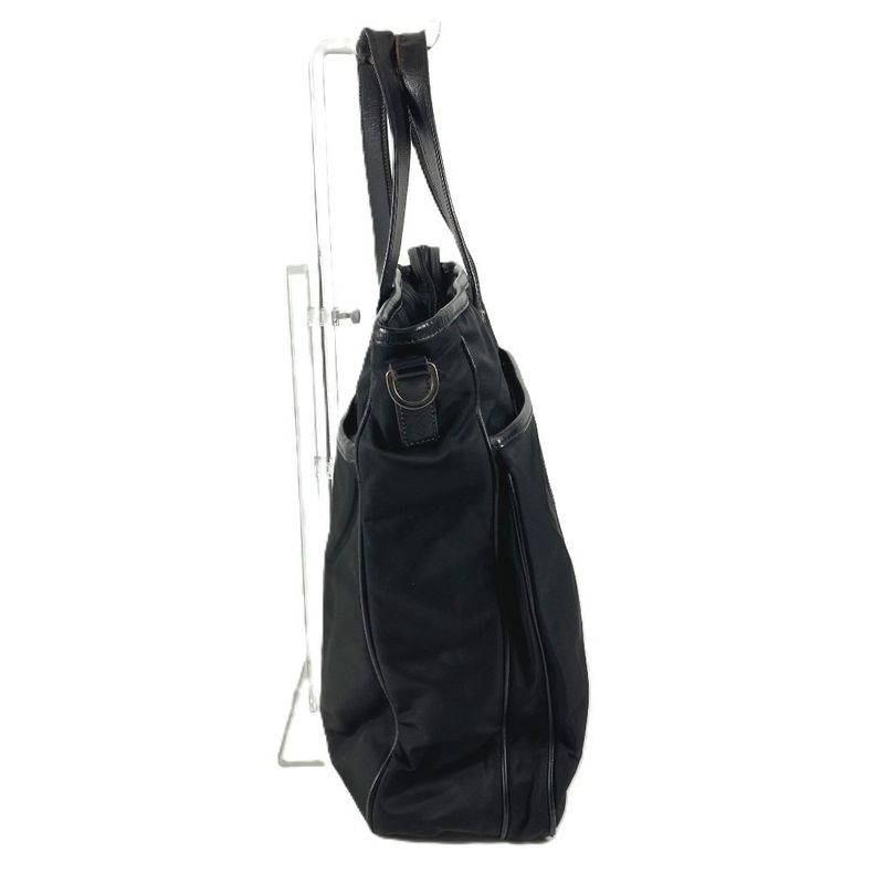 Prada Shoulder Bag Triangle Logo Leather Nylon Black