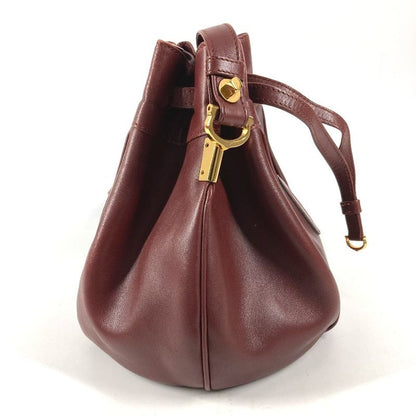 Cartier Shoulder Bag Logo Must Line Leather Wine Red