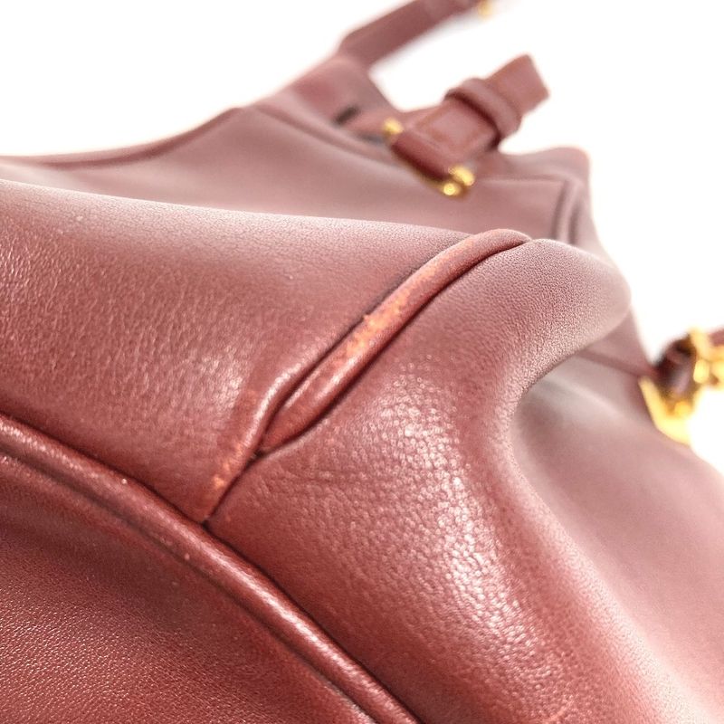 Cartier Shoulder Bag Logo Must Line Leather Wine Red