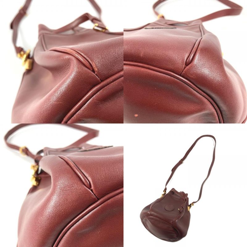 Cartier Shoulder Bag Logo Must Line Leather Wine Red
