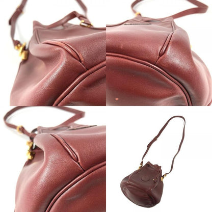 Cartier Shoulder Bag Logo Must Line Leather Wine Red