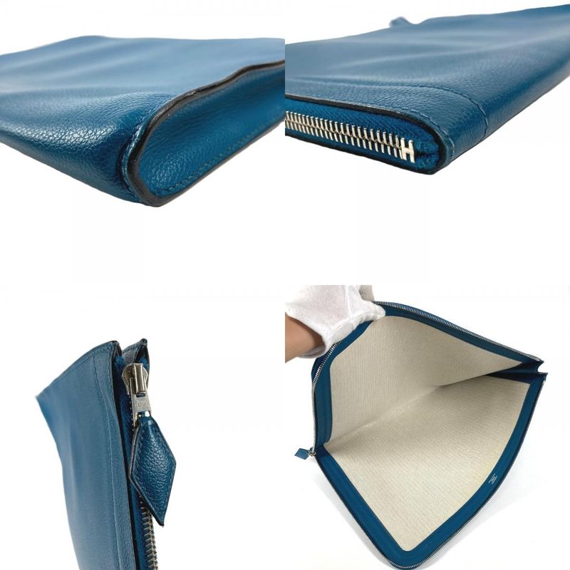 Hermes Clutch Zip Computer Ever Color Blue Degaris