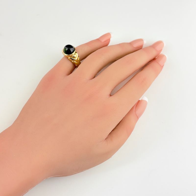 Bvlgari Passo Doppio Ring YG Yellow Gold Tourmaline