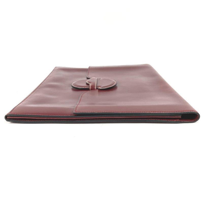 Hermes Clutch Leather Wine Red
