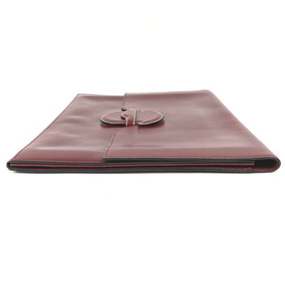Hermes Clutch Leather Wine Red