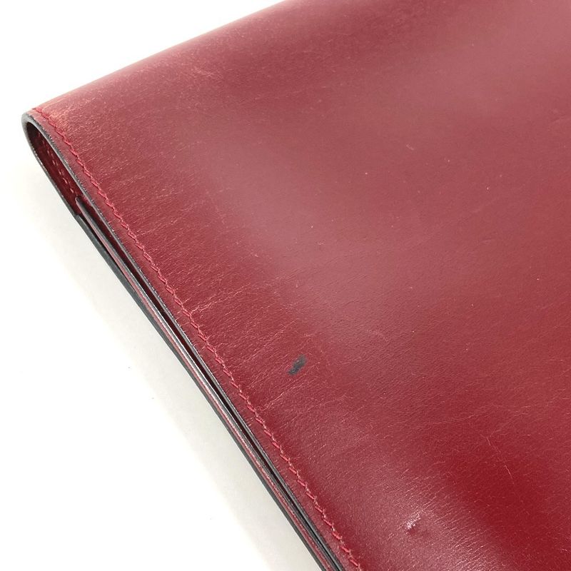 Hermes Clutch Leather Wine Red