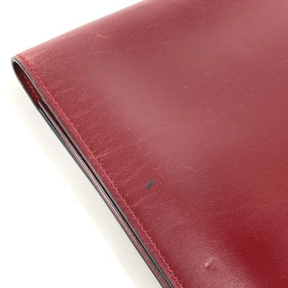 Hermes Clutch Leather Wine Red