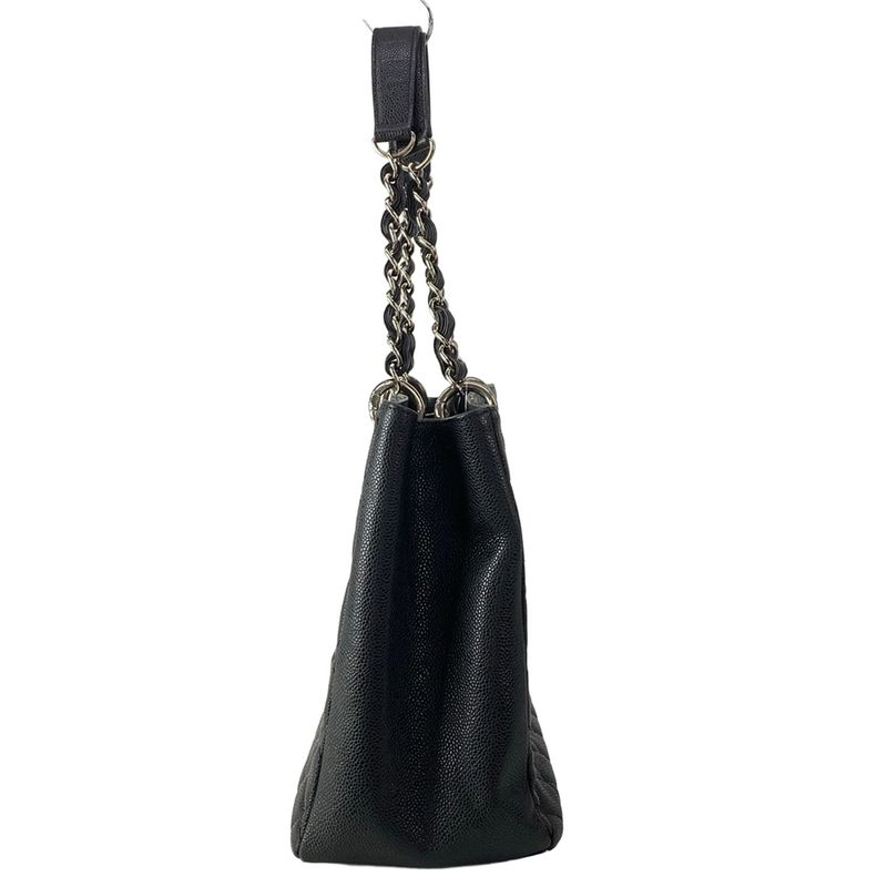 Chanel Tote Reprint Chain Grand Shopping GST Black Silver