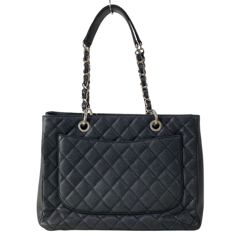 Chanel Tote Reprint Chain Grand Shopping GST Black Silver
