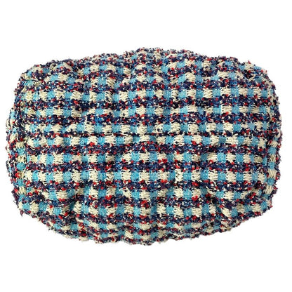 Chanel Shoulder Bag Drawstring White Light Blue Navy