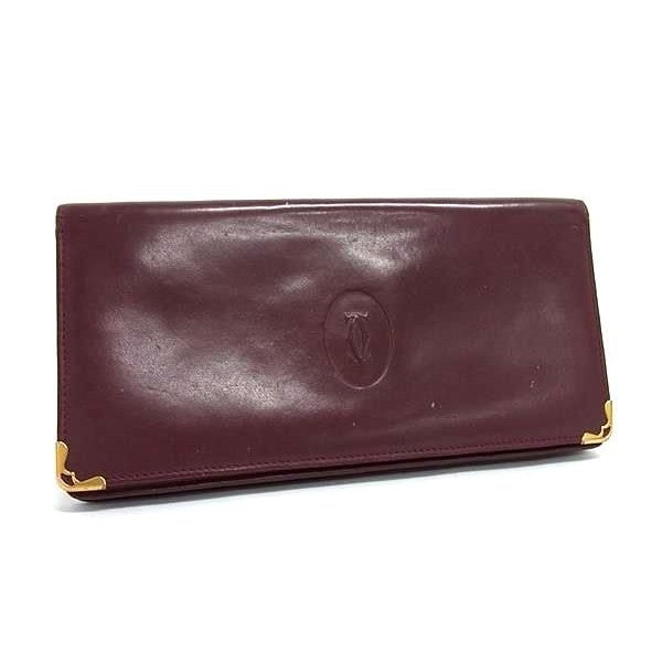 Cartier Must Line Leather Bifold Wallet Billfold Coin Purse