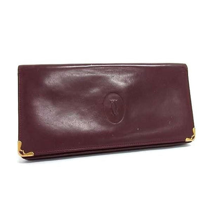 Cartier Must Line Leather Bifold Wallet Billfold Coin Purse