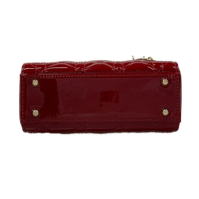 Dior Lady Mini Bag Red Gold Leather