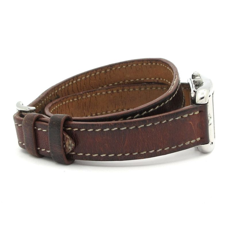 Hermes Watch Cape Cod Duzon Double Tour SS Leather Belt Silver