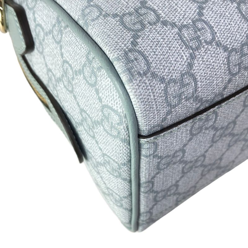 Gucci Handbag GG Supreme Ophidia Light Blue Mini Boston Leather