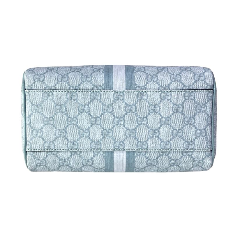 Gucci Handbag GG Supreme Ophidia Light Blue Mini Boston Leather