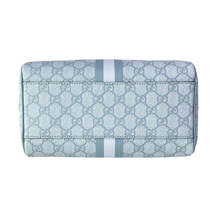 Gucci Handbag GG Supreme Ophidia Light Blue Mini Boston Leather