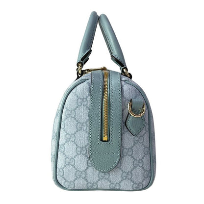 Gucci Handbag GG Supreme Ophidia Light Blue Mini Boston Leather