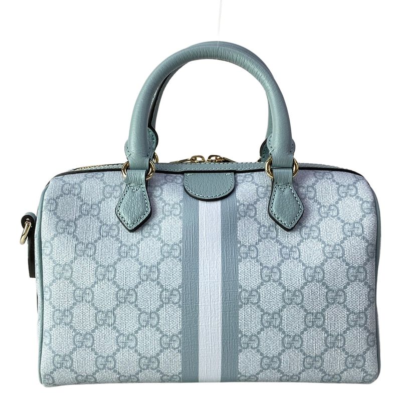 Gucci Handbag GG Supreme Ophidia Light Blue Mini Boston Leather