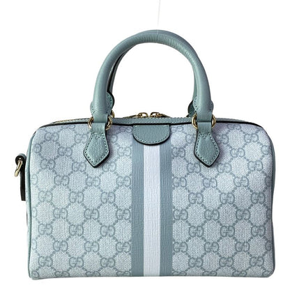 Gucci Handbag GG Supreme Ophidia Light Blue Mini Boston Leather