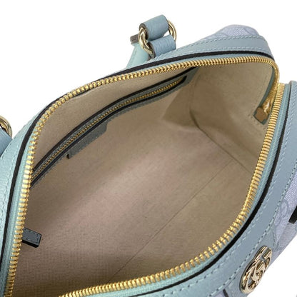 Gucci Handbag GG Supreme Ophidia Light Blue Mini Boston Leather