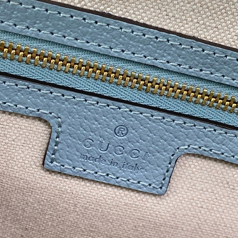 Gucci Handbag GG Supreme Ophidia Light Blue Mini Boston Leather