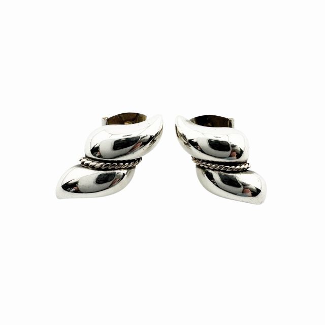 Tiffany & Co Twist Loop Stud Earrings 925 Sterling Silver Yellow Gold
