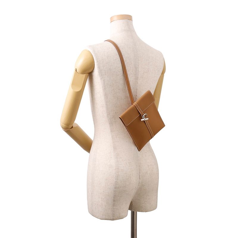 Hermes Shoulder Bag Glenan to Go Gold Silver Swift