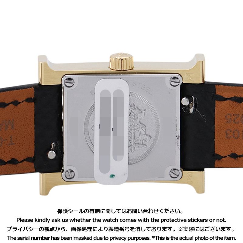 Hermes Watch Mini Epsom Black Silver Opaline Dial