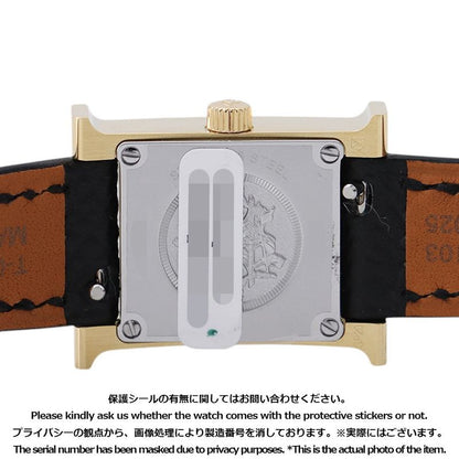Hermes Watch Mini Epsom Black Silver Opaline Dial
