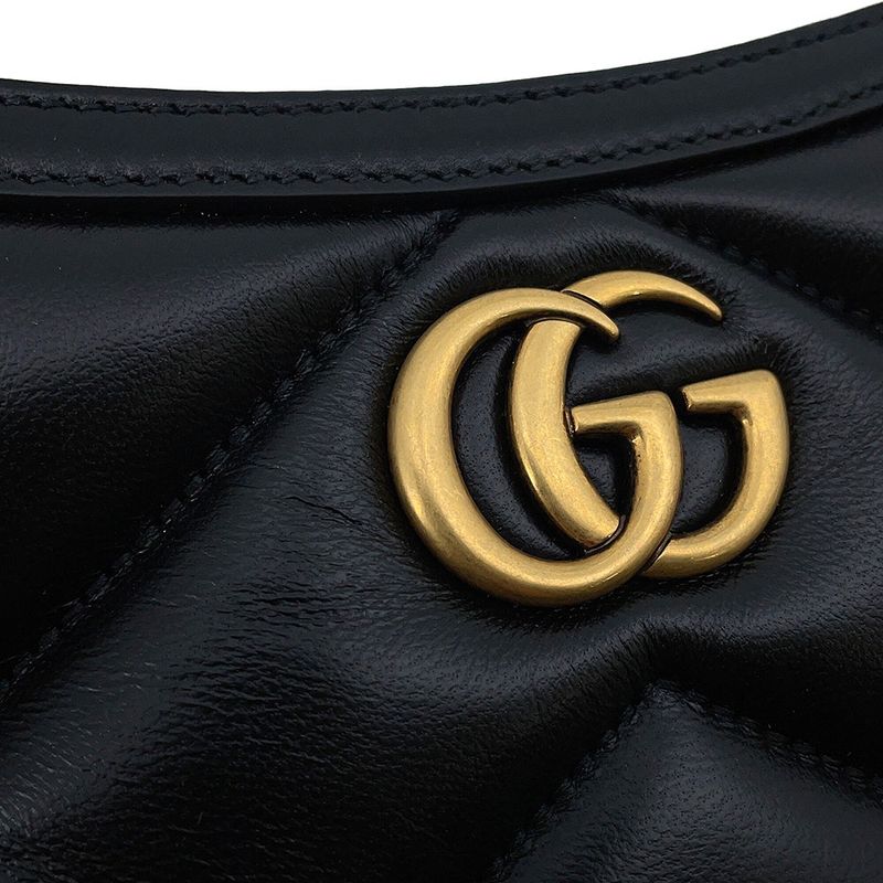 Gucci Chain Shoulder Bag GG Marmont Small Quilted Leather Black