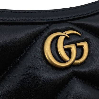 Gucci Chain Shoulder Bag GG Marmont Small Quilted Leather Black