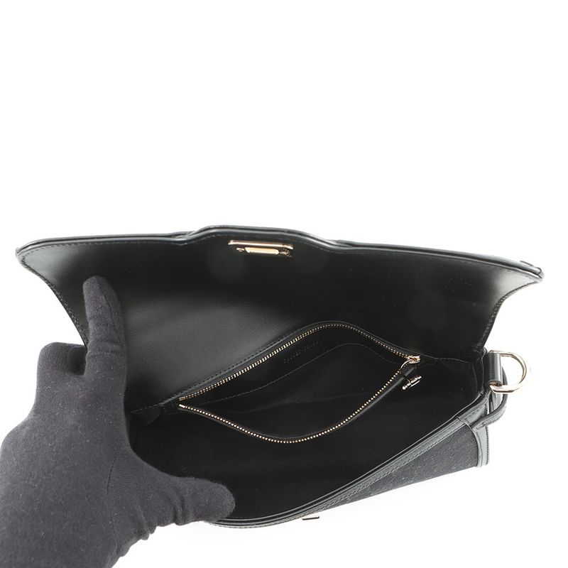 Gucci Shoulder Bag le Che GG Canvas Leather Black