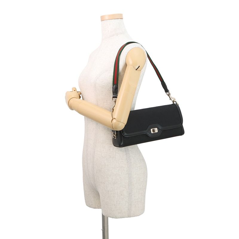 Gucci Shoulder Bag le Che GG Canvas Leather Black