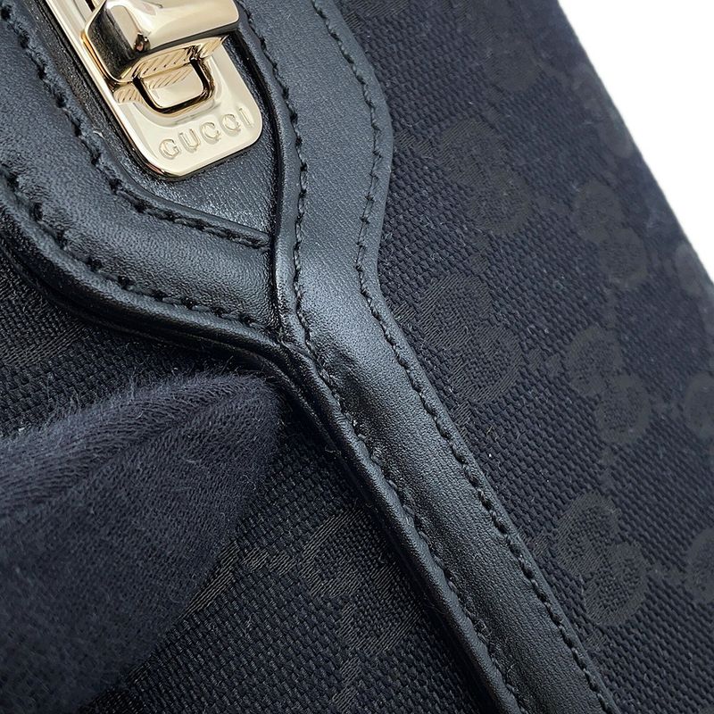 Gucci Shoulder Bag le Che GG Canvas Leather Black