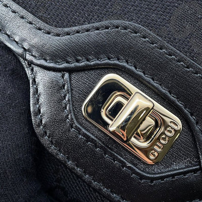 Gucci Shoulder Bag le Che GG Canvas Leather Black