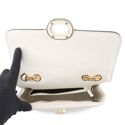 Gucci Shoulder Bag Deco Chain Bag Leather 2-Way White