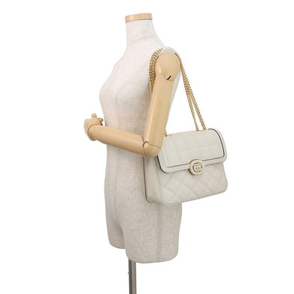 Gucci Shoulder Bag Deco Chain Bag Leather 2-Way White