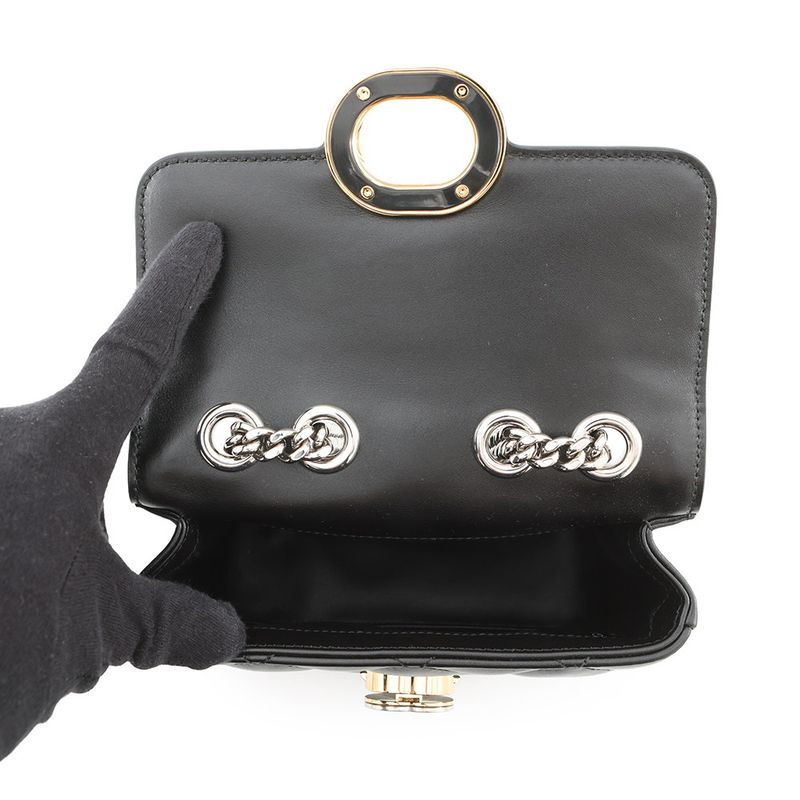 Gucci Shoulder Bag Deco Mini Chain Bag Leather 2-Way Black