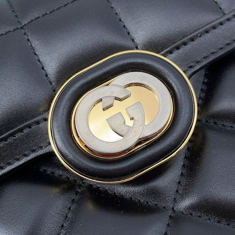 Gucci Shoulder Bag Deco Mini Chain Bag Leather 2-Way Black