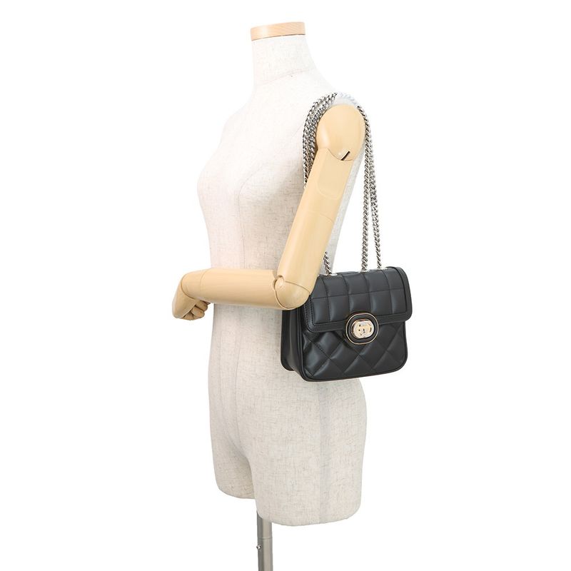 Gucci Shoulder Bag Deco Mini Chain Bag Leather 2-Way Black