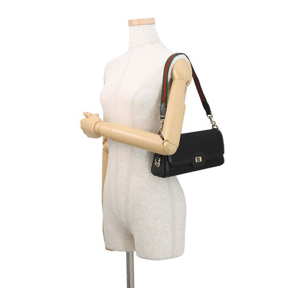 Gucci Shoulder Bag le Che GG Canvas Leather Black