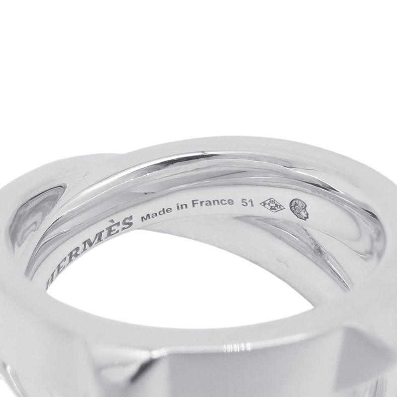 Hermes Ring Cl De-h Double Round Silver 51