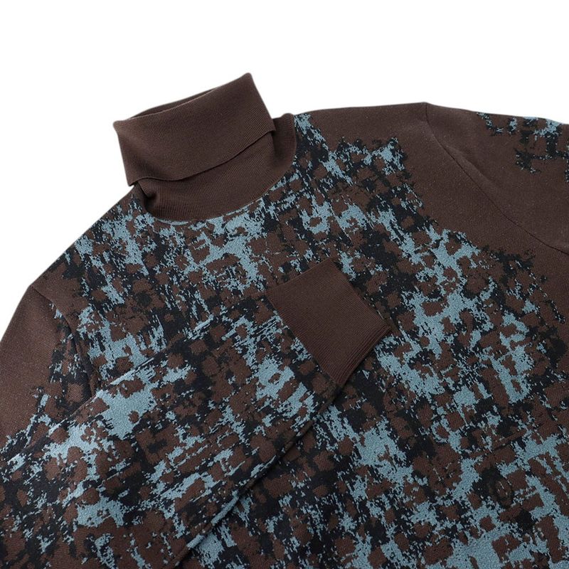 Hermes Knit Turtleneck All Over Pattern Wool XS Top Sweater