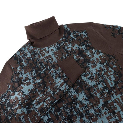 Hermes Knit Turtleneck All Over Pattern Wool XS Top Sweater
