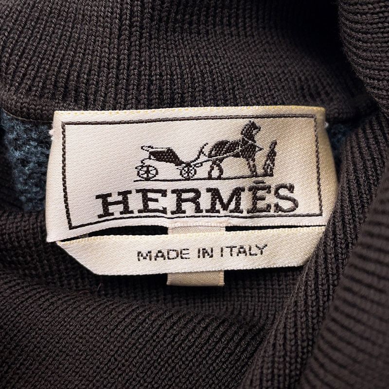 Hermes Knit Turtleneck All Over Pattern Wool XS Top Sweater