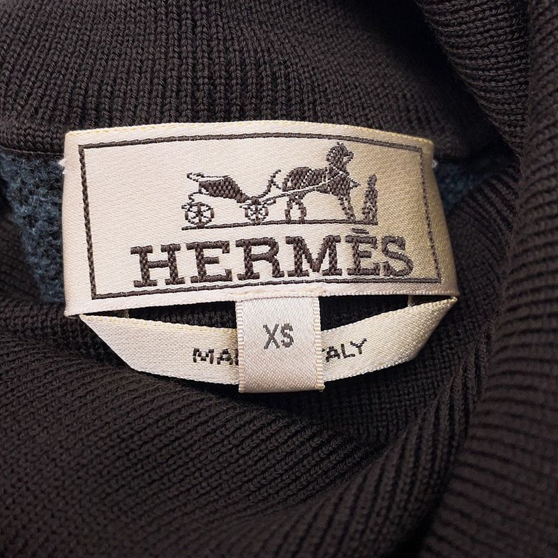 Hermes Knit Turtleneck All Over Pattern Wool XS Top Sweater
